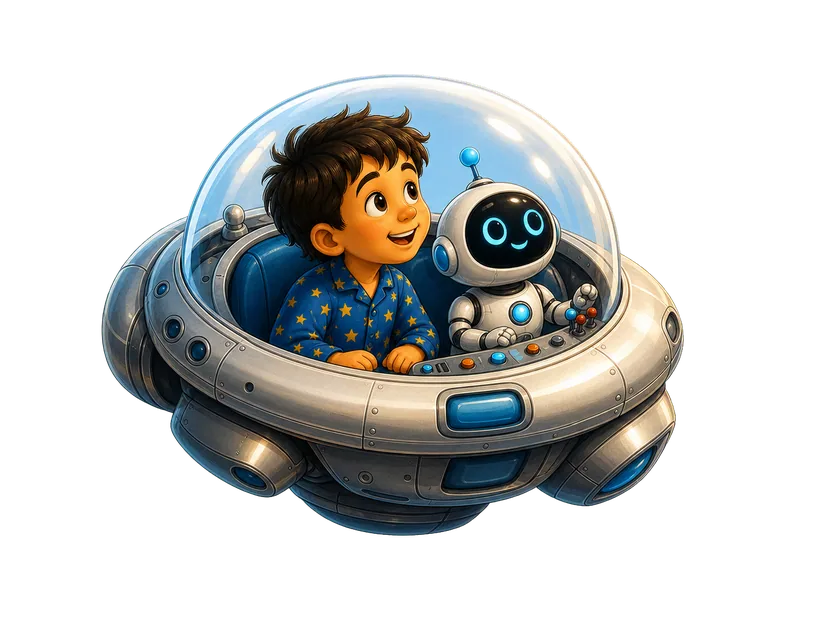 Ari and Dot watching the Sun from a shielded bubble