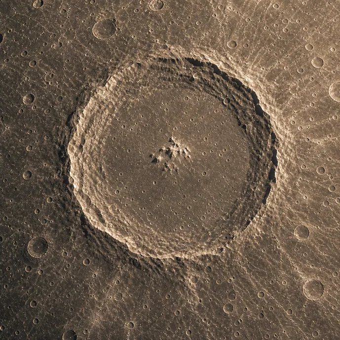 Magnified Mercury crater