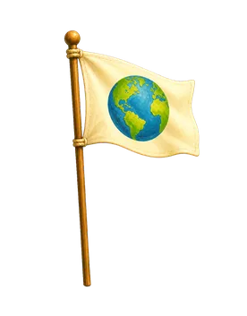 Small Earth flag planted on the Moon