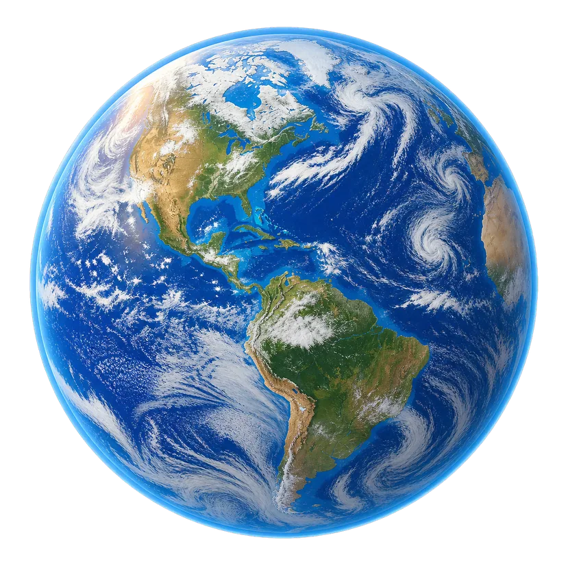 Large Earth shining in the lunar sky