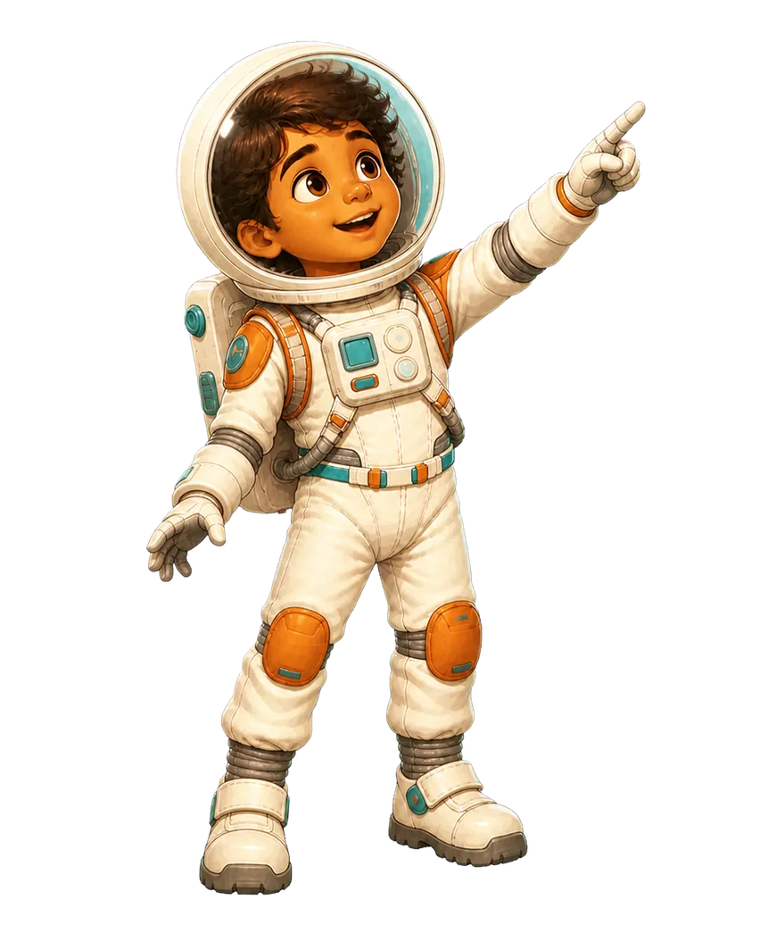 Ari pointing at the Great Red Spot