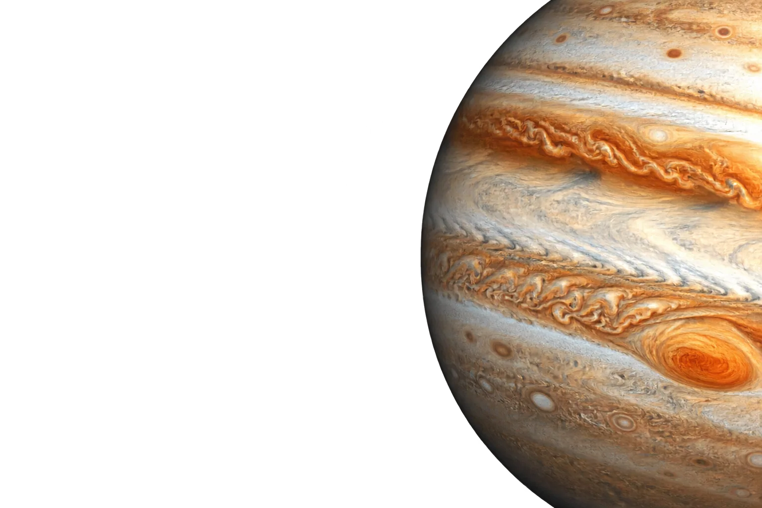 Part of Jupiter behind its moons