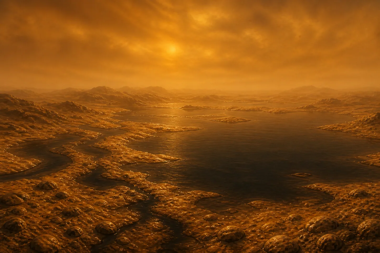 Teaching reconstruction of Titan's dark hydrocarbon lakes and channels