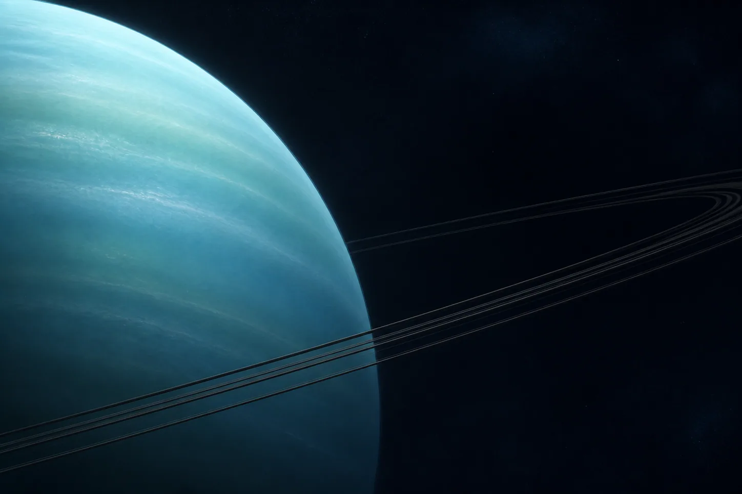 Close teaching view of Uranus's narrow dark rings
