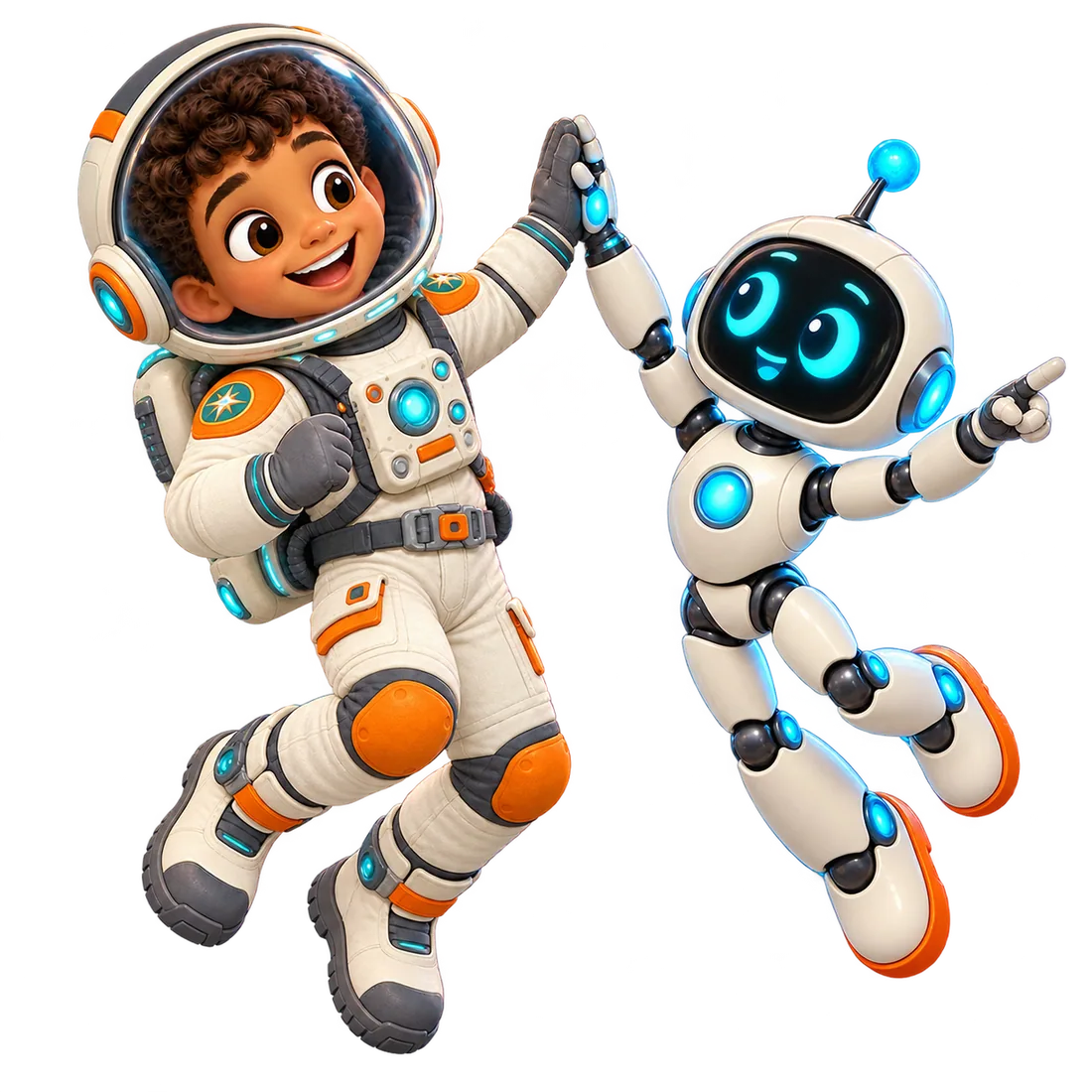 Ari and Dot high-five after discovering Pluto's bright heart